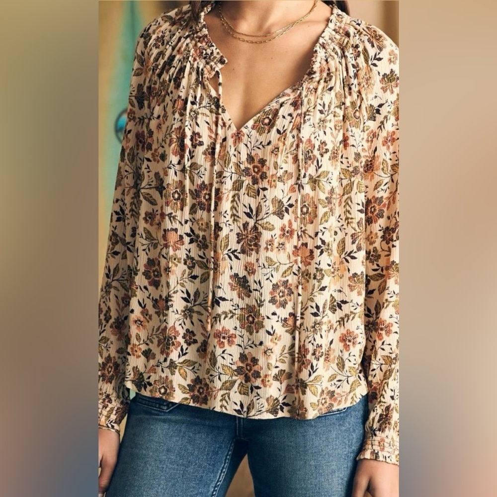 Faherty Emery Blouse Taos Floral Floral Relax Fit Romantic Women's XS - Picture 1 of 7
